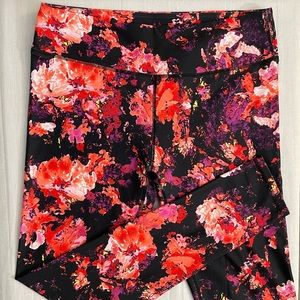 Fabletics Floral Black and Red Leggings